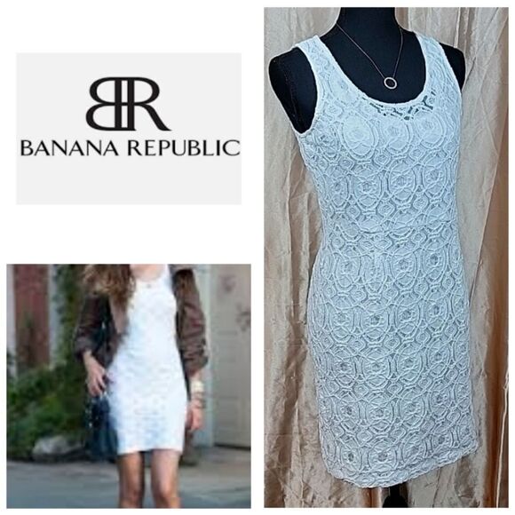 Banana Republic Dresses & Skirts - Banana Republic White Flower Lace Sheath Dress